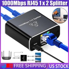 1000Mbps Ethernet Splitter Adapter RJ45 Cable LAN Network Internet 1 IN 2 Out