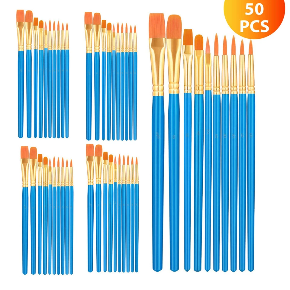 50 Pinsel Set Pinselset extra fein Pinsel Acryl Aquarell Modellbau Flachpinsel - Bild 1 von 4