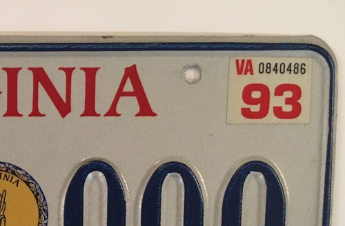 VA QUADRUPLE 0 license plate 0000 repeating digit number 0 Triple 750 - Picture 7 of 12