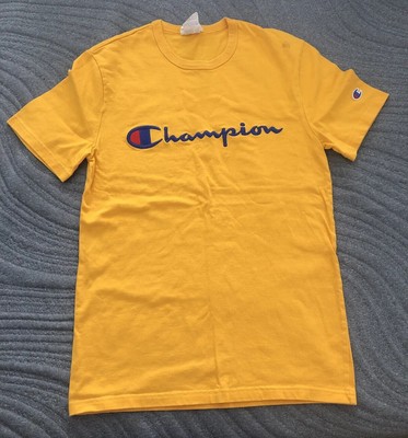 Champion Shirt Gold Champion T-shirt Mens Small Embroidered Script