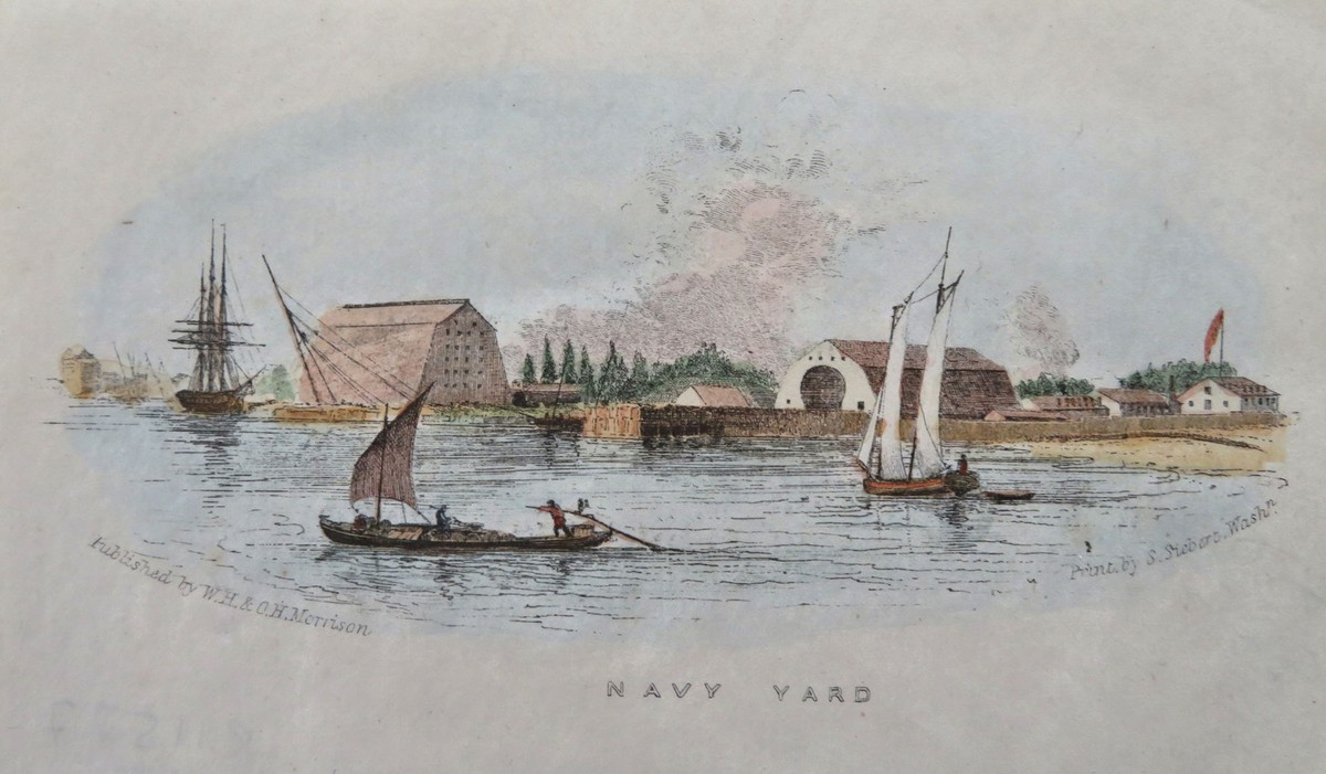 趣味 NAVEYARD Navy Yard Washington D.C. Naval Ship 1868 Siebert miniature print