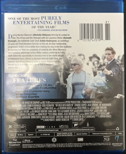 My Week With Marilyn (Blu-ray, 2011) WILLIAMS REDMAYNE DRAMA MARILYN MONROE - Bild 2 von 3