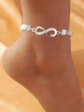 Anklet Ankle Bracelet Chain Jewelry For Women Rhinestone Foot Infinity Symbol