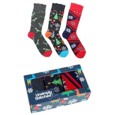 Unsimply Stitched Men's Christmas 3Pk Crew Socks Gift Box