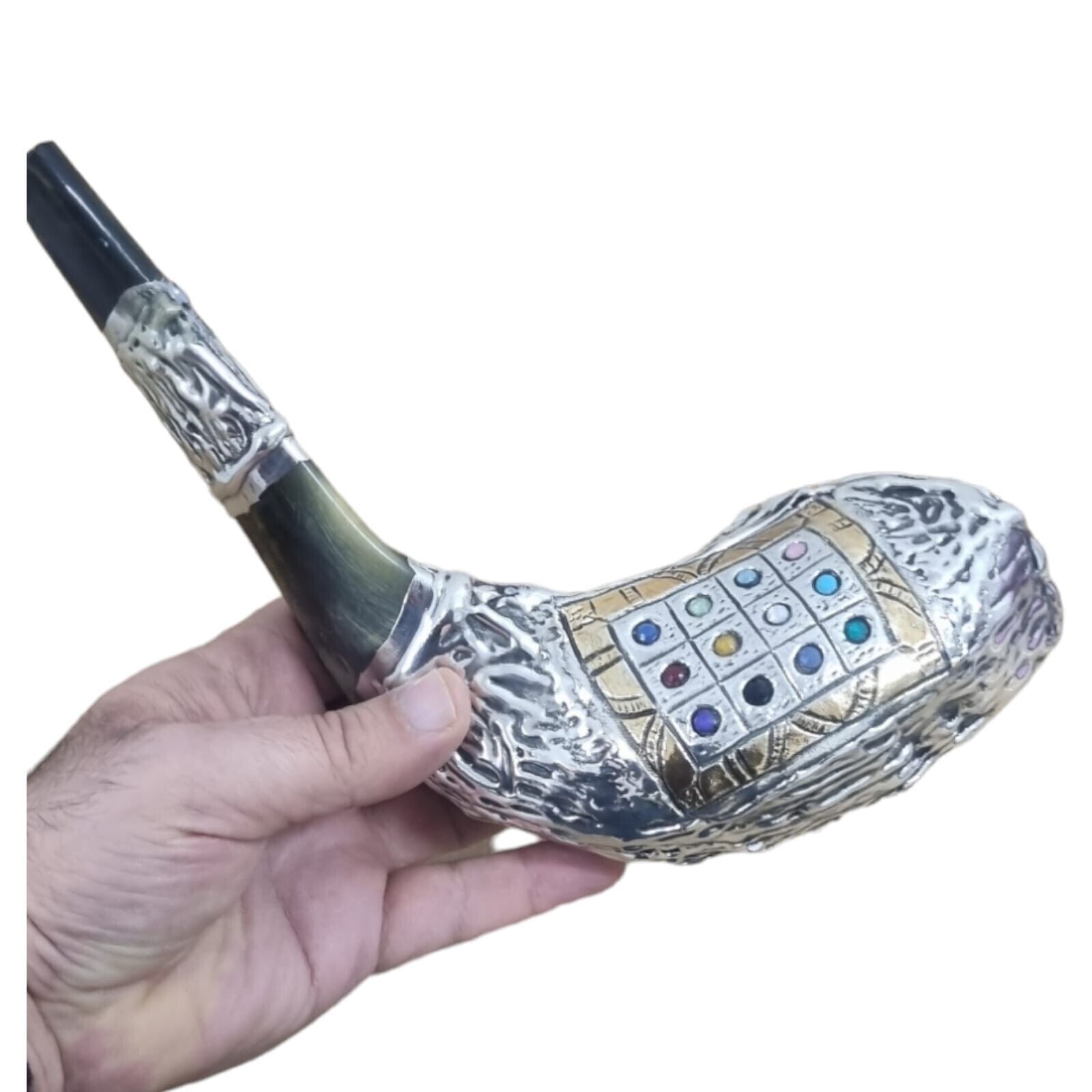Holy Rams Plated Rams Ram Horn Shofar chofar 12 Tribes Silver From The Holy Land ...