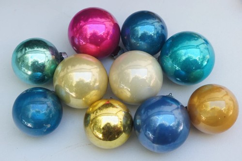 Vintage Mismatched Mercury Glass Christmas Ornament Lot shiny Brite and others - Picture 6 of 11