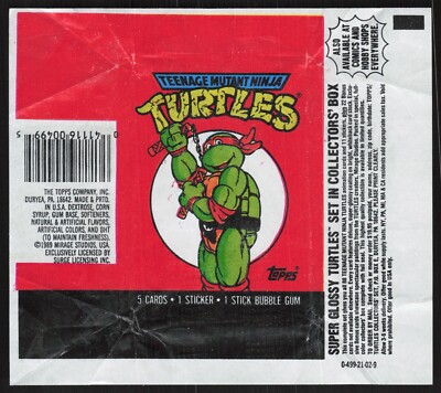 1989 Topps TMNT Teenage Mutant Ninja Turtles Opened Wax Pack Wrapper AA849
