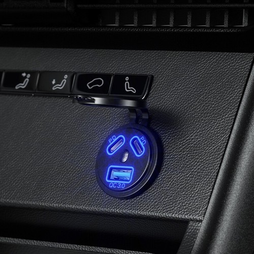 Quick Charge QC3.0 Double Type-C Car Charger Fast Charging Socket with LED Light - 第 3/10 張圖片