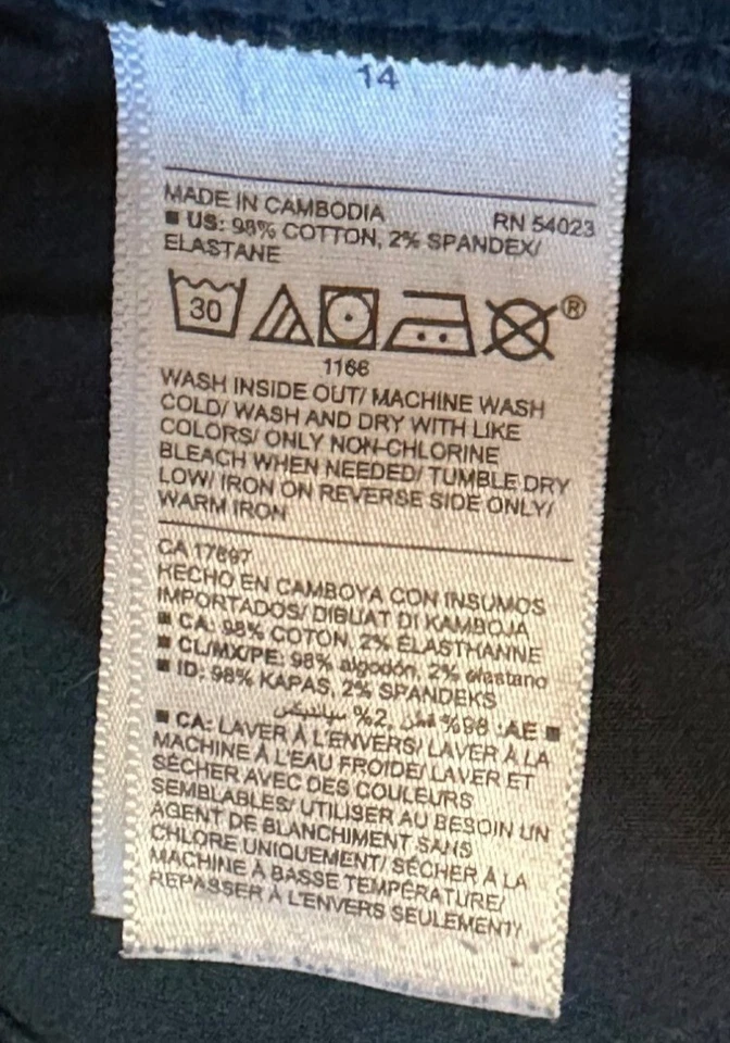 Pantalones de pana para mujer Old Navy Rockstar tiro medio azul verdoso mezcla de algodón talla 14 Foto 4 de 4