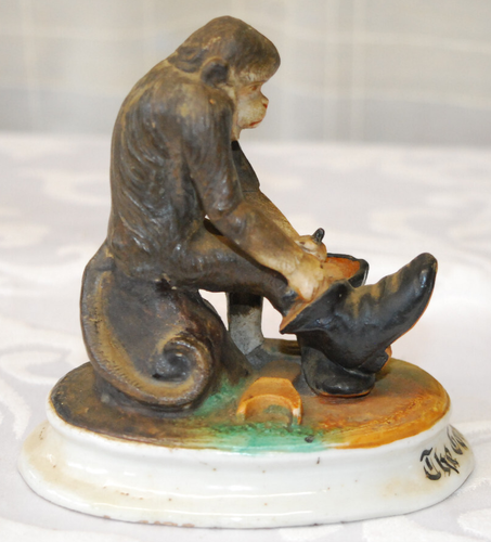 Antique Original Advertising Ornament The Gorilla Shoe / Shoes Ceramic 1906-1910 - Picture 4 of 10