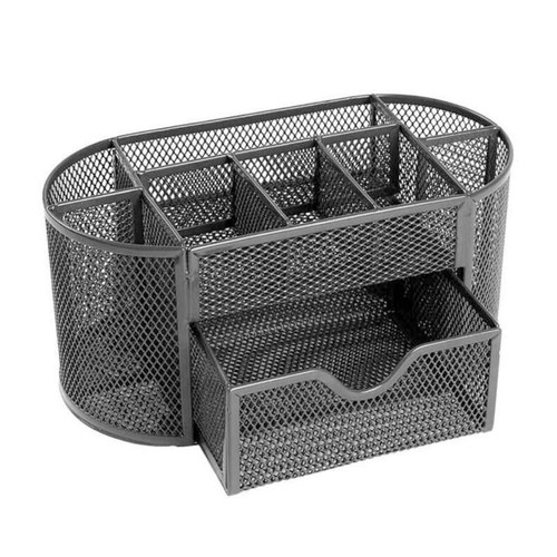 Box 9-Grid Storage Desk Organizer Pen Holder Metal Mesh Stationery Container - Picture 12 of 17