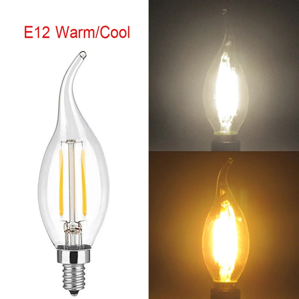 5pcs 2W 4W 6W LED COB Candelabra Bulb E12 Candle Light Lamp Bullet Flame Bulb - Image 4 of 4