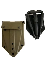 US AMES 02 Entrenching Tool Tri-Fold E-Tool Shovel and Pouch VTG Military Gear