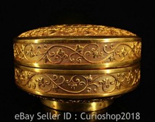 6.4" Old Tibet Copper Gilt Dynasty Palace Dragon Beast Jewelry Storage Box
