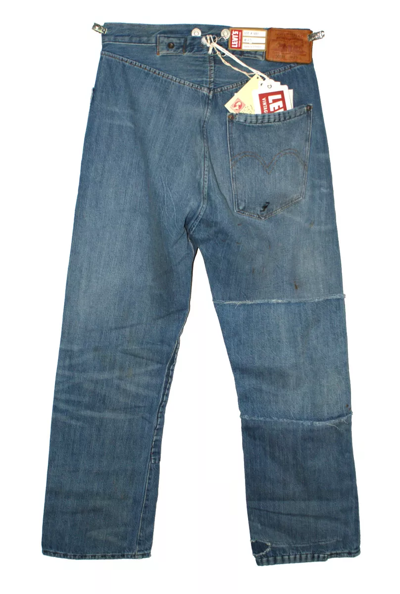 1890 LEVI'S LVC 501 XX BANDIT SELVEDGE BIG E DESTRUCTED BLUE DENIM JEANS W25