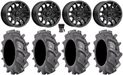 MSA Fang 14'' Wheels Black 28'' BKT AT 171 Tires Yamaha Grizzly Rhino