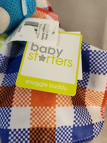 Baby Starters BLUE Sock Monkey Security Blanket Lovey Rainbow Plaid Rattle Knit - Picture 6 of 7