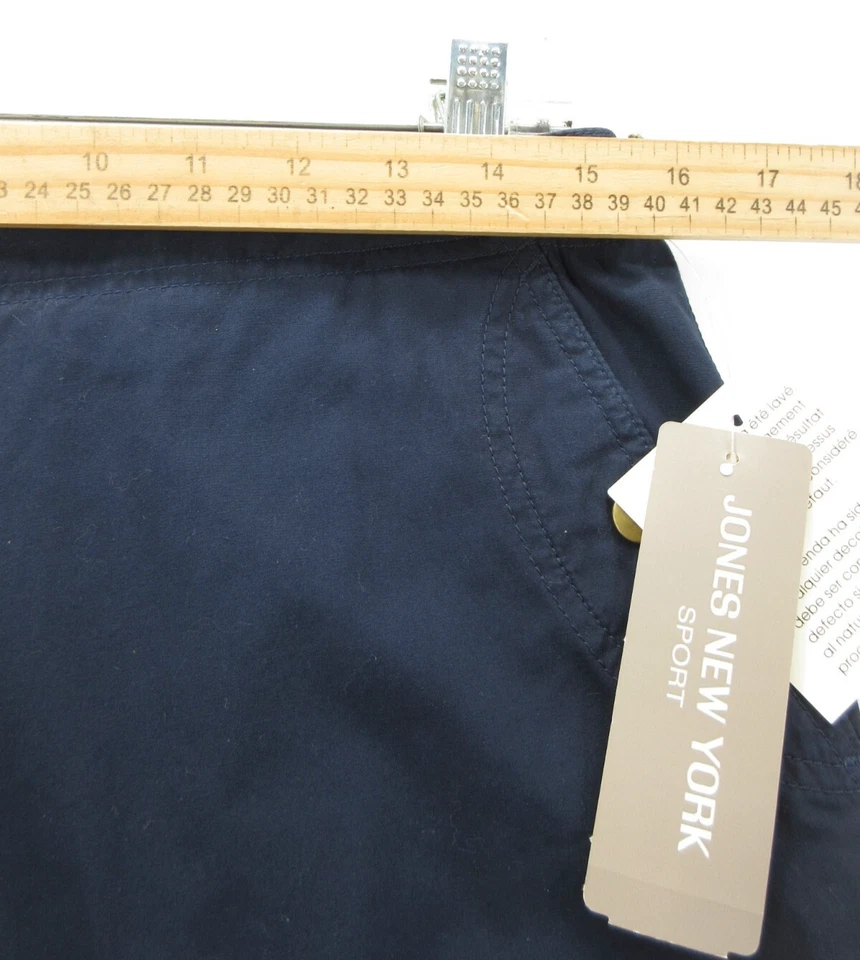 Pantalones de mujer Jones New York vintage 12 azules pierna ancha recortados tiro alto hebilla NUEVO Foto 4 de 4