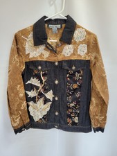 Indigo Mood Denim/brocade Women's Jacket Size Xs