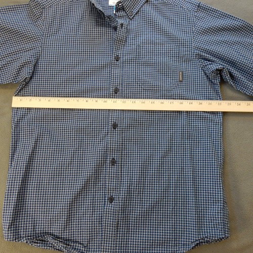 Columbia Mens Shirt Medium Blue Plaid Check Pocket Cotton Button Collared - Picture 5 of 11
