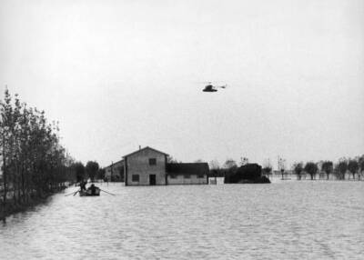 Houses fields have been flooded Veneto countryside Veneto November- Old Photo