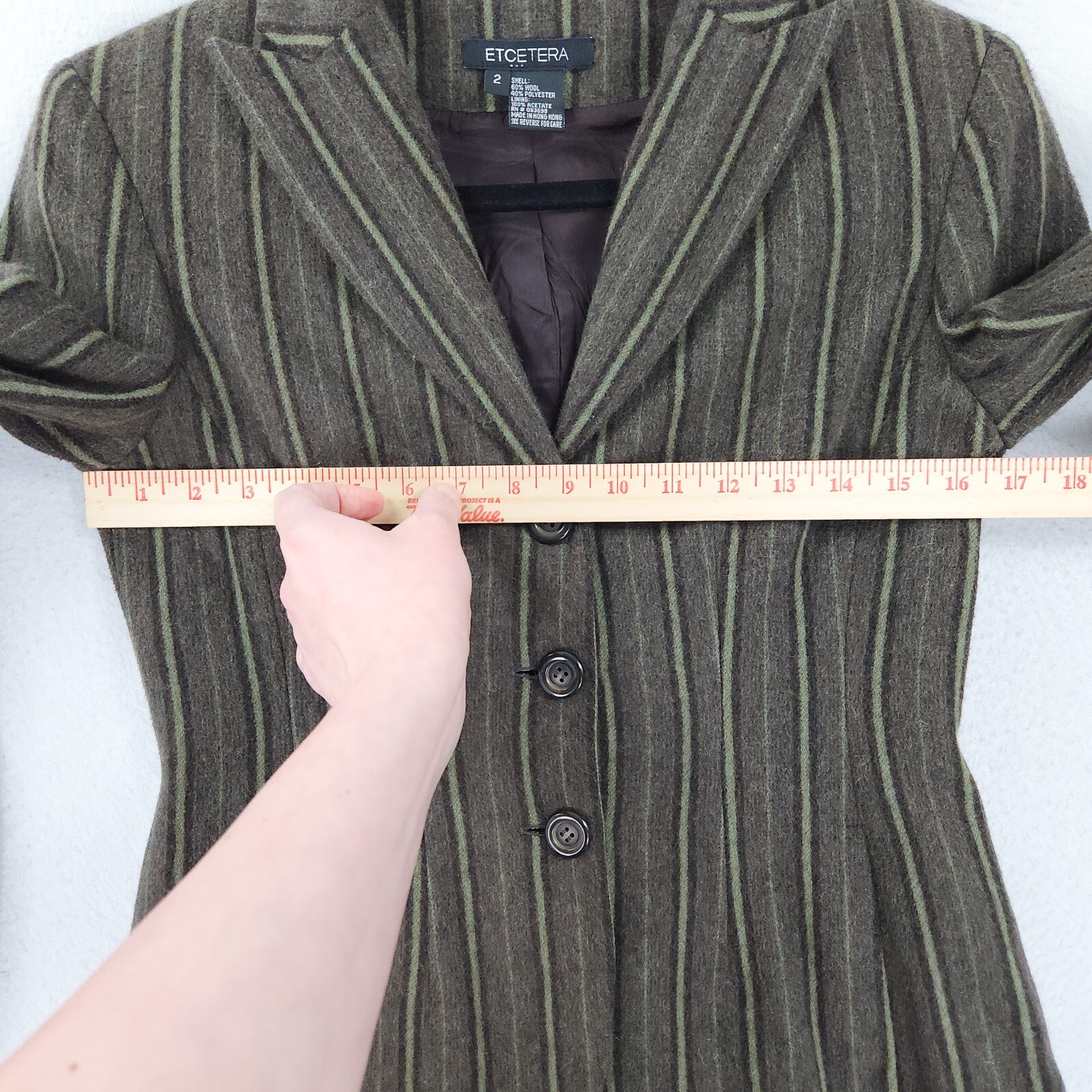 Etcetera Jacket Womens 2 Green Striped Blazer Woo… - image 5