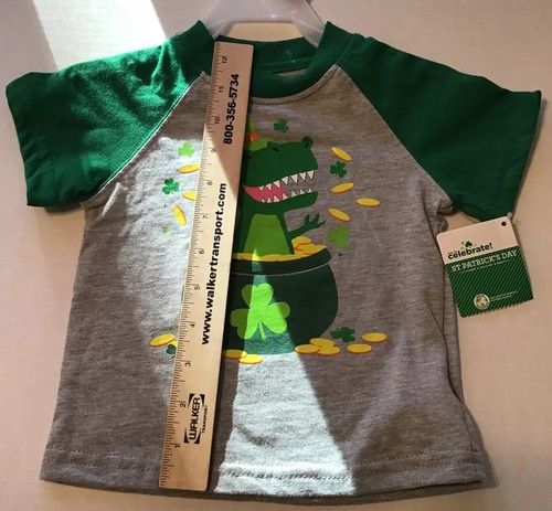 Infant Baby 12, 18 Months Boys Shirt St Patricks Day Dinosaur Pot of Gold - Picture 5 of 10