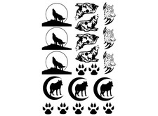 Wolves 20 pcs 0.5 to 1 Inch Black Fused Glass Decals