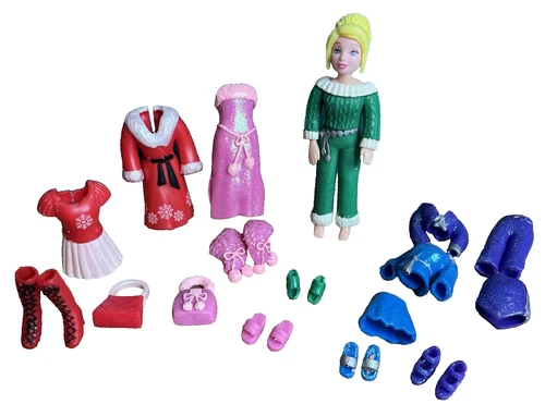 VTG Polly Pocket Holiday New Year Winter Near Complete  2002 No Pkg