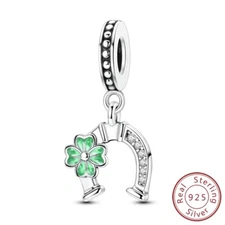 MULA 925 Sterling Silver DIY Charm CZ Clover and Horseshoe For Women Bracelet
