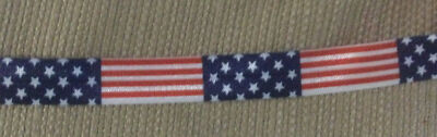 1 Yard 5/8'' American Flag Red White Blue July 4th Fold Over Elastic Hair Ties