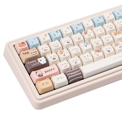 140 Keys PBT Mao Profile Cat Keycaps Dye-sub Cherry Gateron Kailh MX Fit
