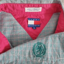 Tommy Hilfiger XL Long Sleeve Button Shirt Crest logo Cotton plaid