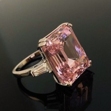 Pink Sapphire 925 Sterling Silver Lab created Ring Gift For Free Ship