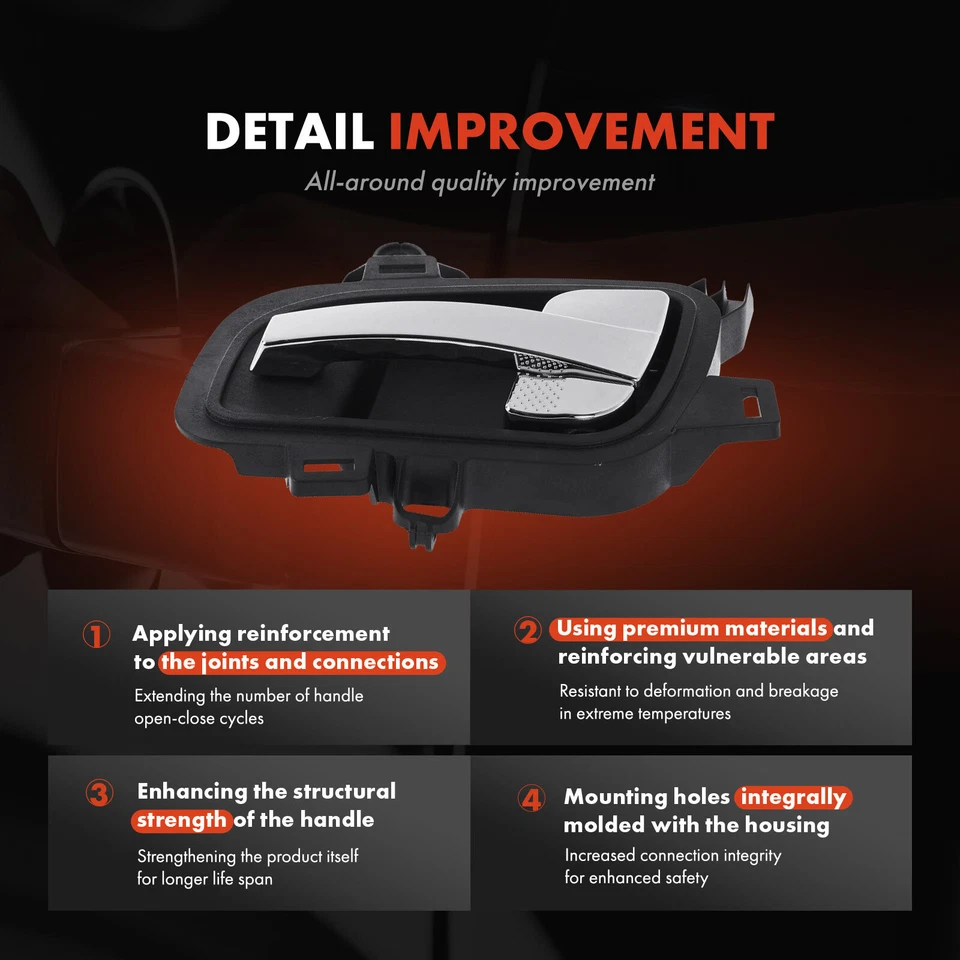 Manija de puerta interior delantera derecha cromada + textura negra para cosechadora internacional Foto 3 de 4