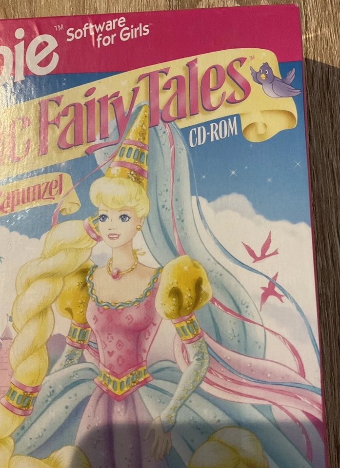 Retro Barbie Magic Fairy Tales 1996 Sealed CD-ROM Barbie as Rapunzel Big Box  - Image 3 of 4