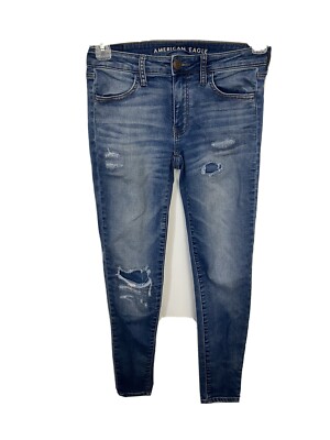 American Eagle 6 Super Stretch Jegging Distressed Denim Jeans Stretchy