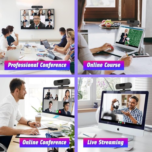 4K Webcam UHD Autofokus mit Stereo 4 Mikrofon Datenschutzschutz Plug&Play 85°Sic - Bild 7 von 7