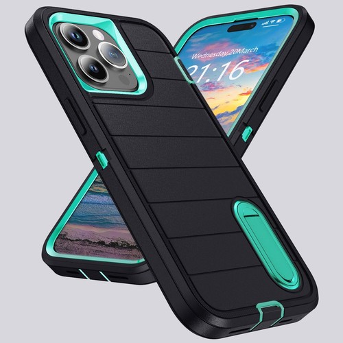 For iPhone 15 Plus/Pro/Pro Max Shockproof Case Hybrid Stand Cover Tempered Glass - Picture 23 of 37