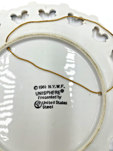 Vintage 1964-65 N Y Worlds Fair Unisphere Wall Hanging Plate 8” Japan Collect - Picture 4 of 6