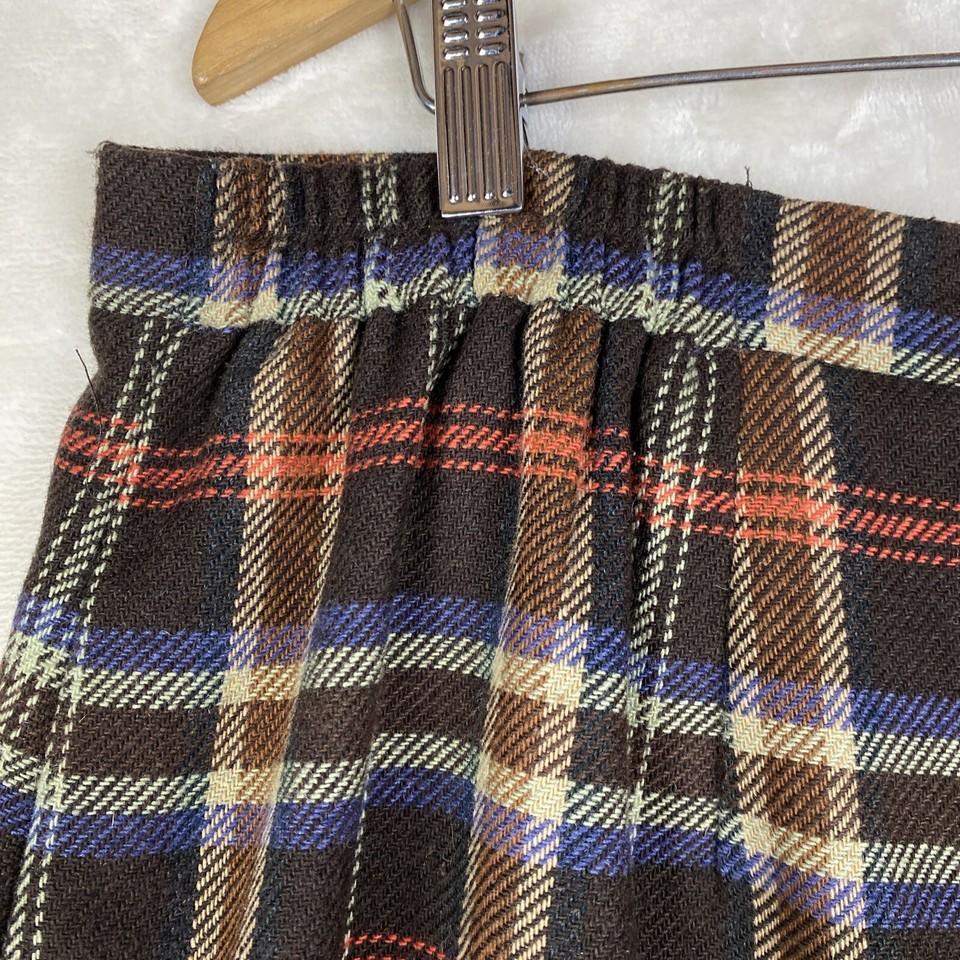 Vintage Requirements Maxi Skirt Womens Plus 18W Brown Plaid Wool Blend