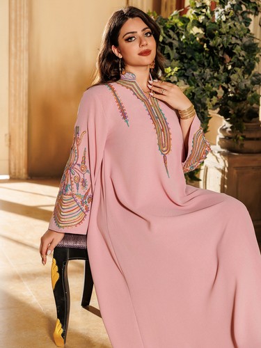Muslim Women Maxi Dress Dubai Abaya Embroidery New Gown Islamic Robe Kaftan - Picture 20 of 47