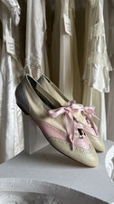 Vintage 80 s Nina Originals Leather Ribbon Lace Up Flats 7 Pastel Bruges