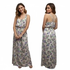 Forever 21 Dress Size XS Multicolor Floral Slit Maxi Scoop Neck Sleeveless Boho