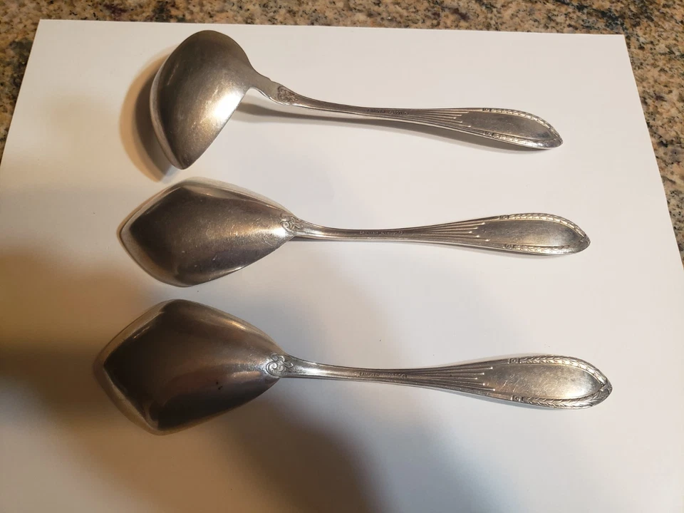 3 cucharas alemanas antiguas de plata 800 en forma de diamante - marca Lameyer 4,9 oz Foto 4 de 4