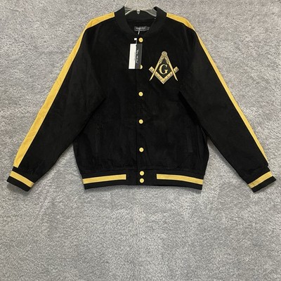 Masonic Gold/Black Crest Corduroy Men s Large Jacket Snap King McNeal Collection