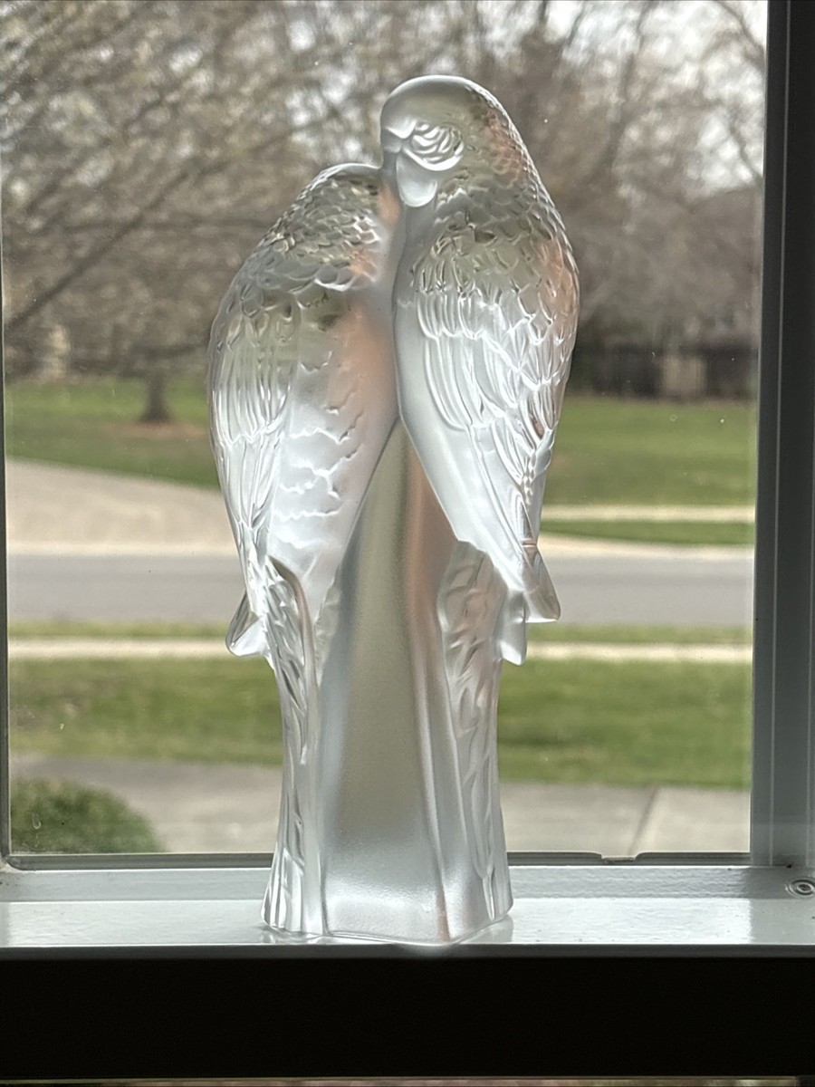 Lalique Crystal Eternal Love Two Parakeets Birds Sculpture Deux