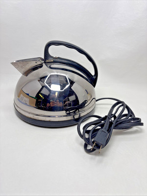 Vtg MCM Sunbeam Electric Kettle Chrome Canada 1500W Model KE Tested TV Prop
