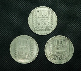 Lot PIECES 10 F Francs TURIN Monnaie Argent Pas Semeuse Hercule Fonte Fondre