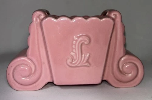 Early Unmarked McCoy Pottery Pink Planter MCM Art Deco Swirls & Curls EUC